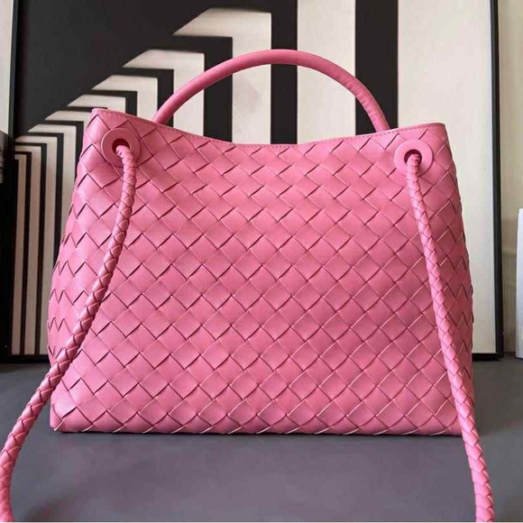 Pink Woven Leather Shoulder Bag - Picture 4 of 11